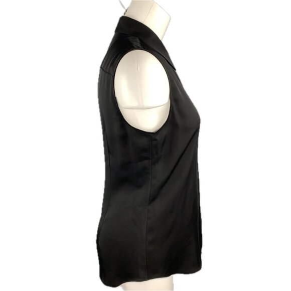 NEW Theory Duria Silk Blouse Black Button Down Sz M - Picture 9 of 12